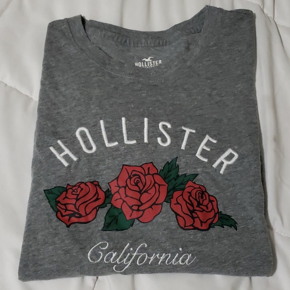Hollister rose crop tee